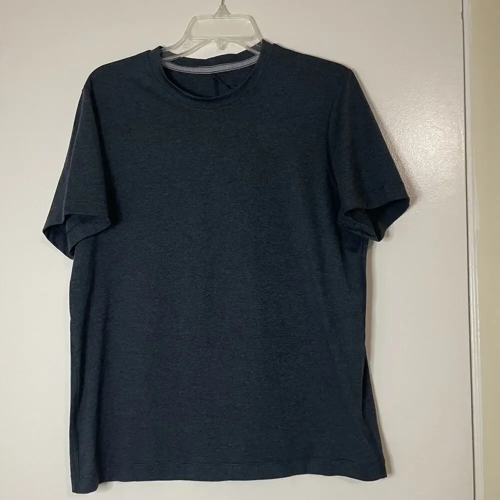 Lululemon blue navy short sleeve crew neck workout shirt large